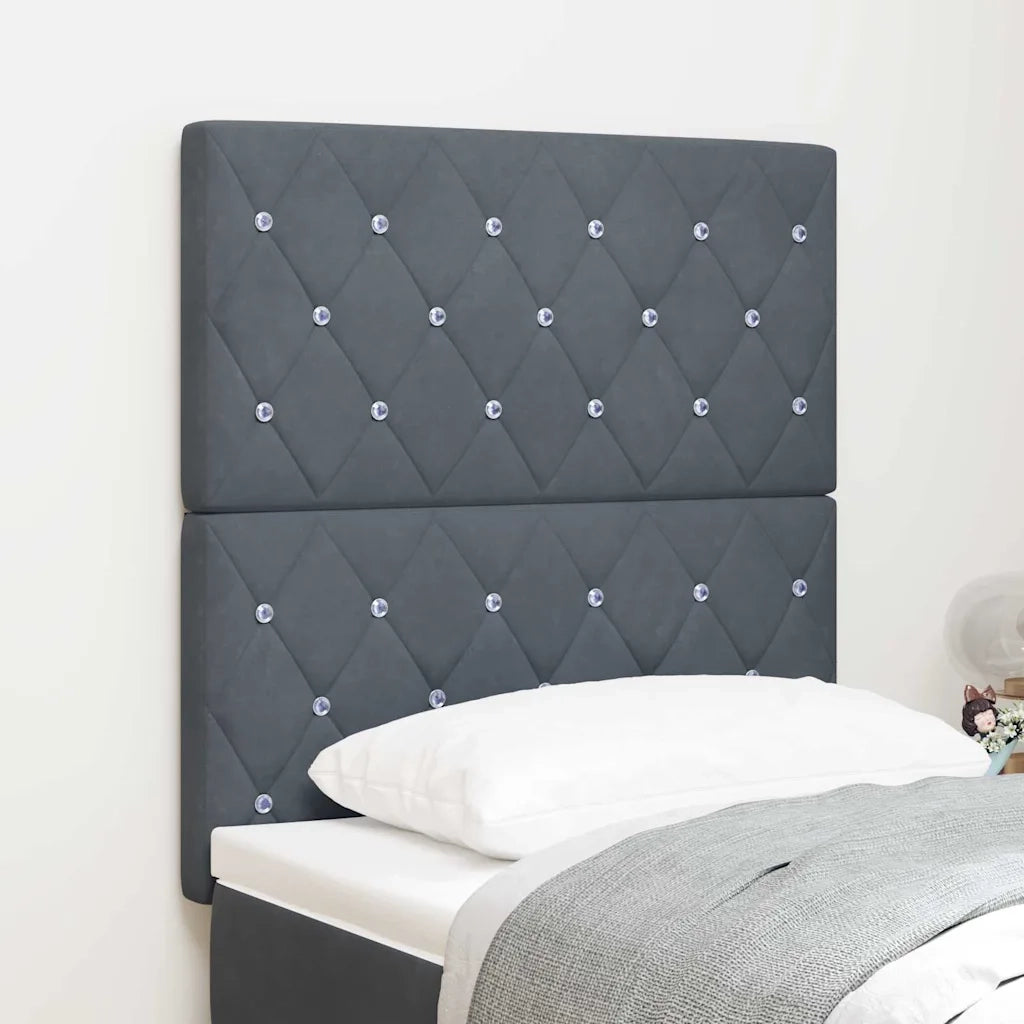 Testiera LED con testiera-Testata con LED-Testiera Decorativa Grigio scuro 80 cm Poliestere 306360