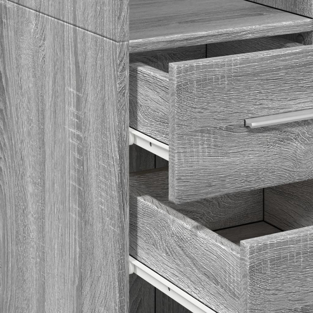 Buffet credenza cassettiera armadio mobile contenitore organizer cucina soggiorno salotto rovere Sonoma alto 30 x 42,5 x 185 cm legno ingegnerizzato grigio 02_0035171