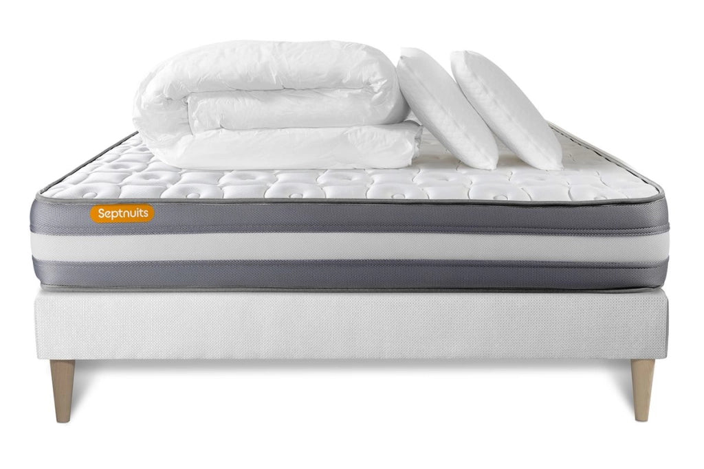 Pacchetto letto completo - Materasso 200x200cm + Box spring con doghe (kit) + 2 cuscini + Piumino - Memo Plus
