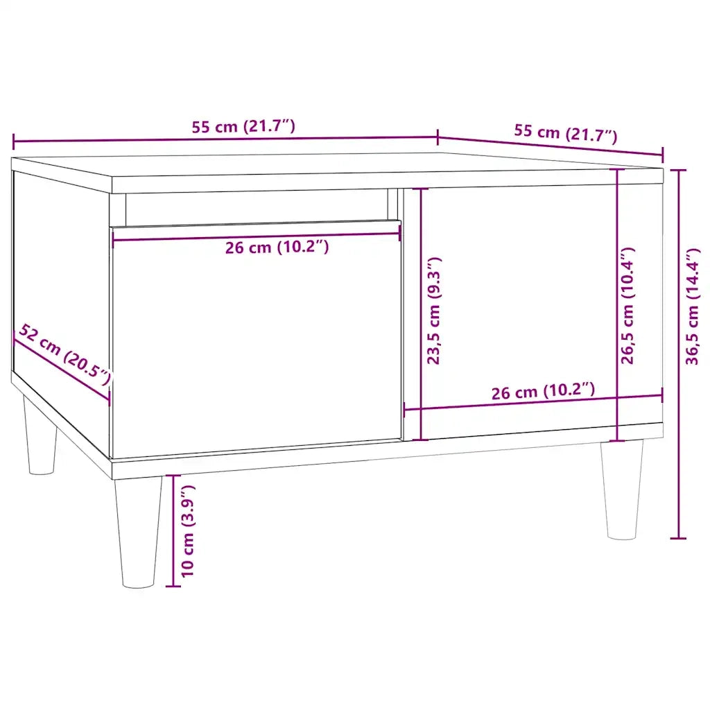 Tavolino da Salotto Nero 55x55x36,5 cm in Legno Multistrato 821077