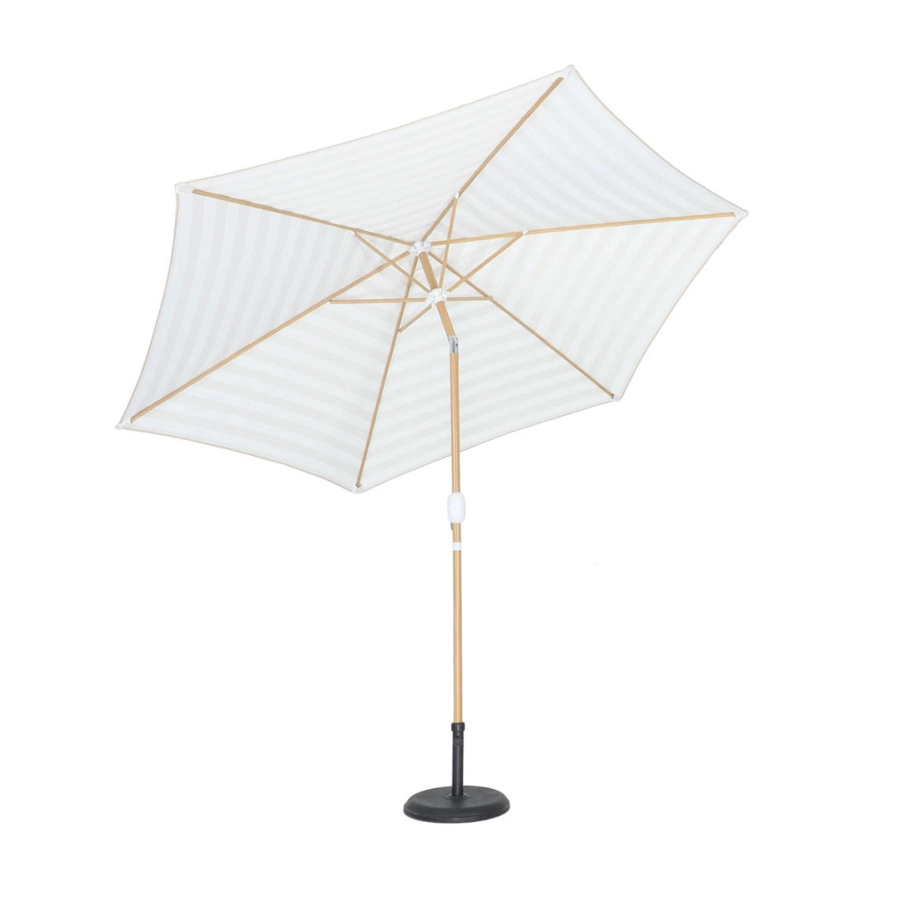 Ombrellone rettangolare asta effetto legno, 3x3m, righe beige