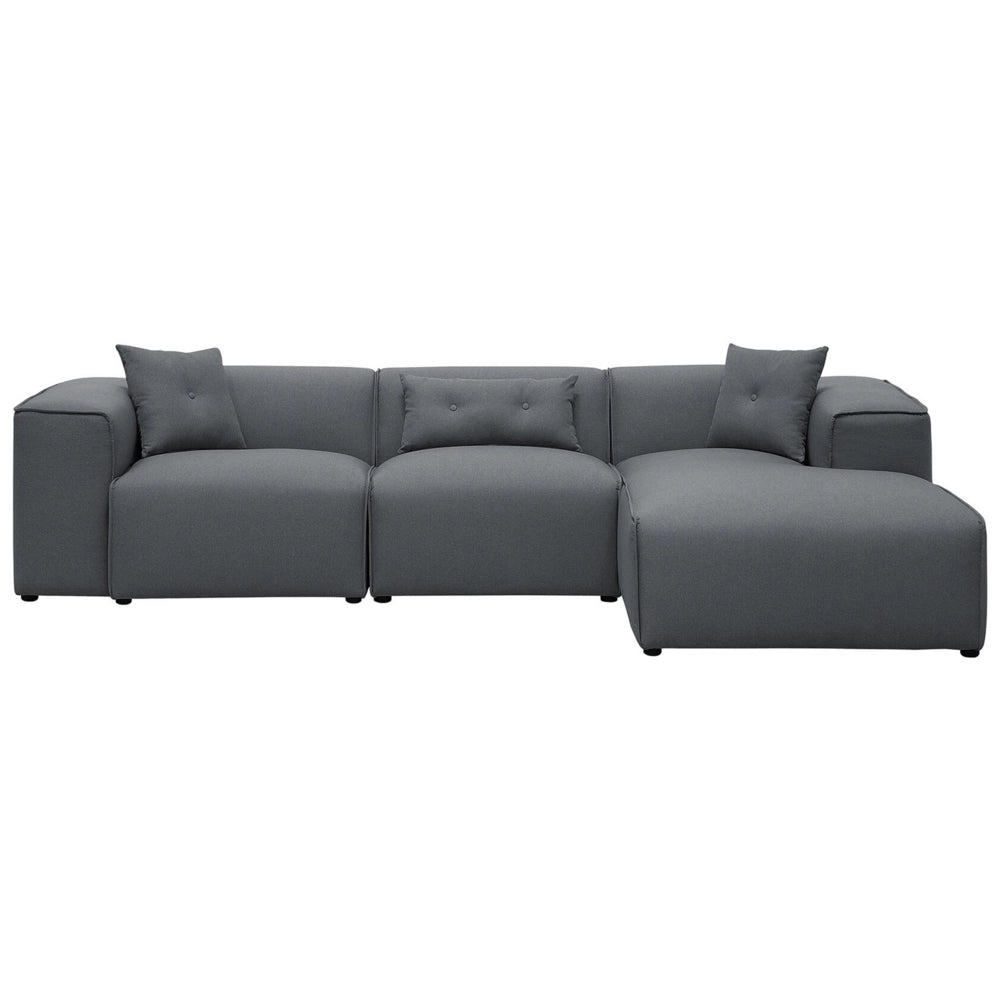Divano Angolare color Grigio Scuro a 3 Posti con Cuscini lato sinistro in stile Moderno camera da letto soggiorno