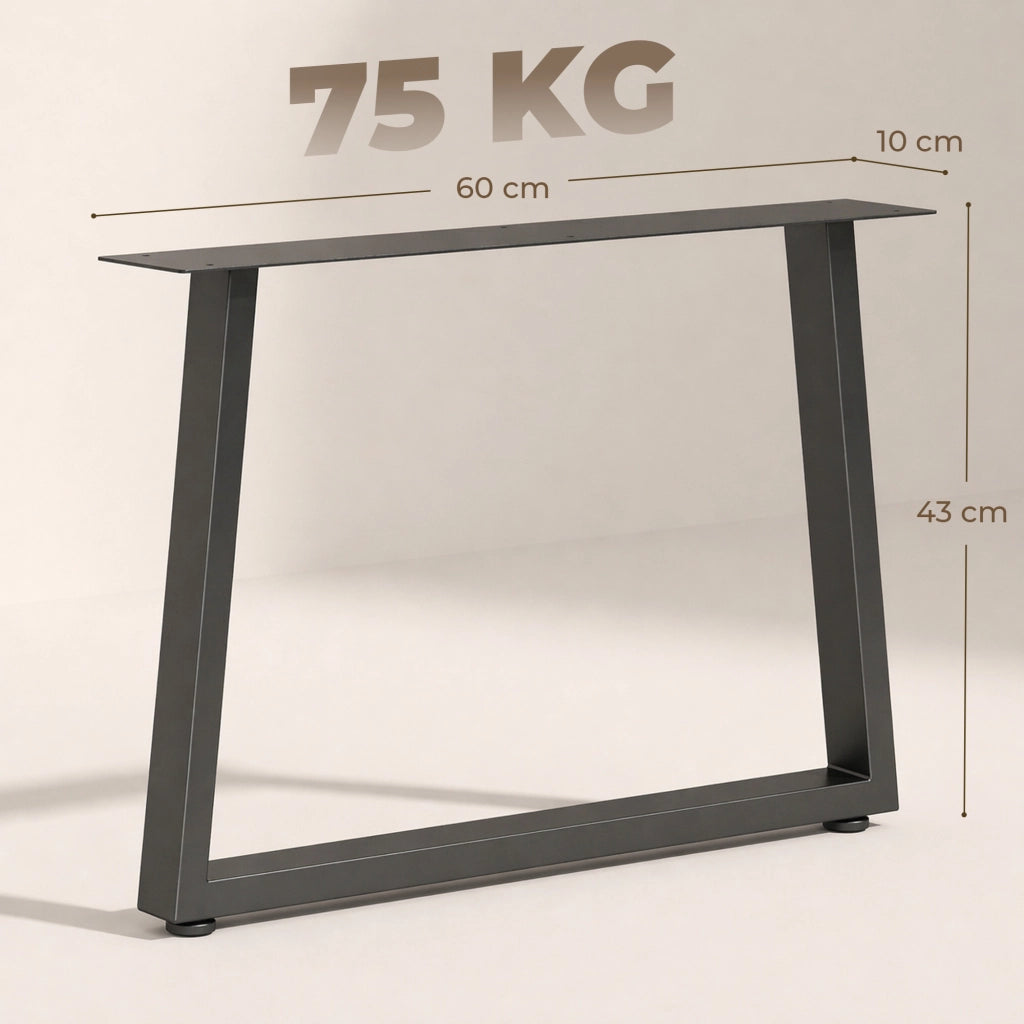 Gambe da tavolo in acciaio ¨C zephmum ¨C nero 60x43 cm