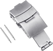 Cinturino orologio pieghevole 16mm chiusura a pressione barrette di allentamento argento