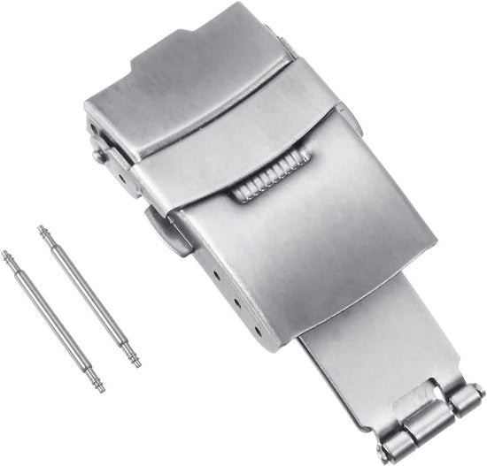 Cinturino orologio pieghevole 16mm chiusura a pressione barrette di allentamento argento
