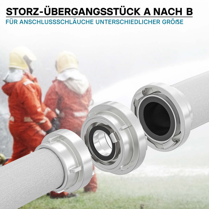 Adattatore in alluminio da A 133 mm a B 75 mm per accoppiamenti Storz