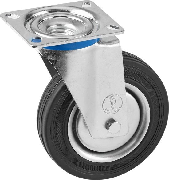 Ruota di carico in gomma massiva Ø 200 mm - 140 x 110 mm piatto - superficie morbida - ruote di rotolamento - capacità di carico 205 kg - ruota di trasporto ruota da mobili