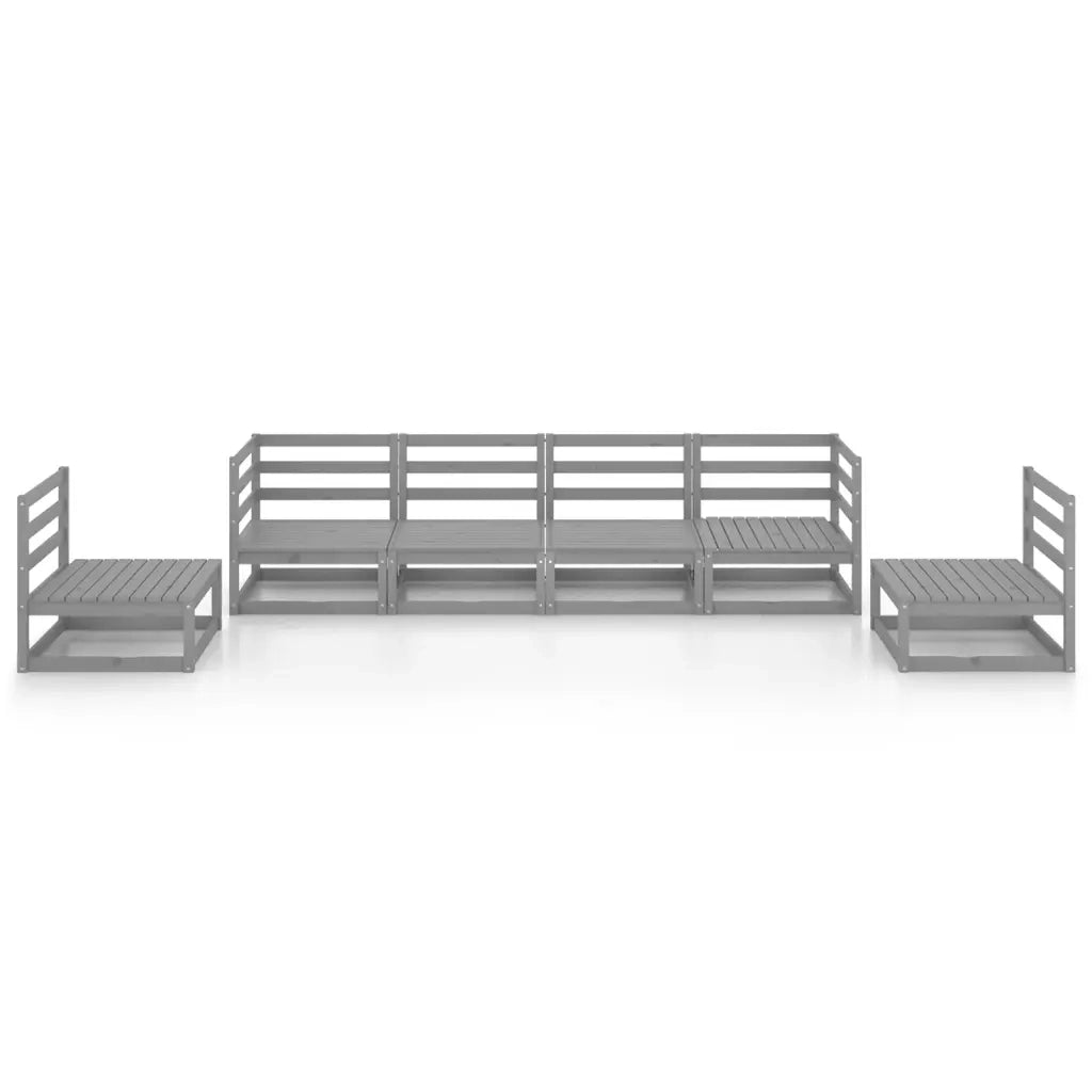 Set Divani da Giardino 6 pz Grigio in Legno Massello di Pino cod mxl 36322