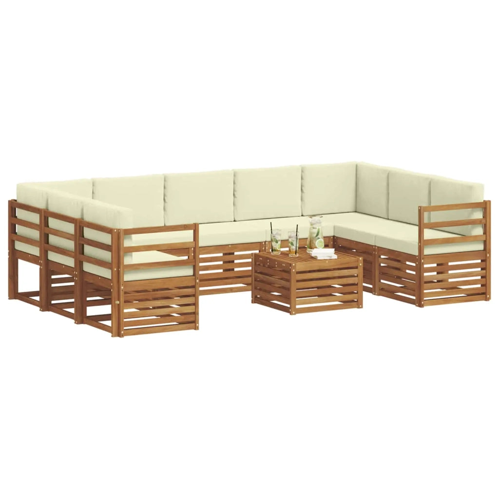 Set di divani da esterno 10 pz Naturale e Crema 3375500