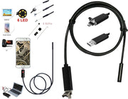 TELECAMERA ENDOSCOPICA 6 LED TUBO FLESSIBILE USB 10 MT IMPERMEABILE ISPEZIONE
