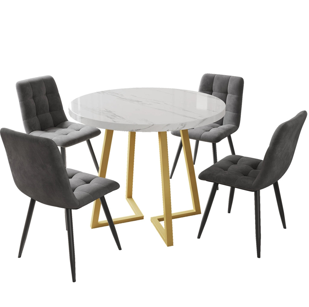 Gruppo pranzo 80 cm; design moderno con 4 sedie; MDF multicolor