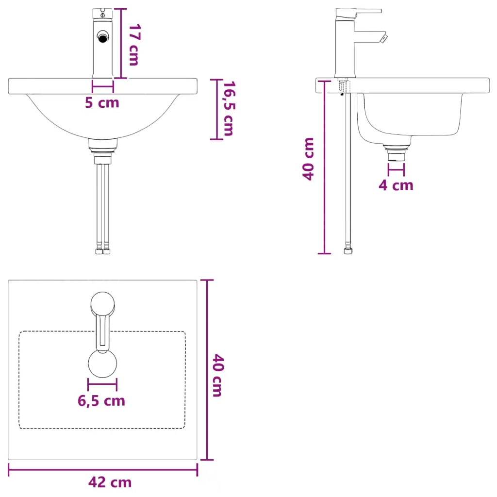 Mobile da bagno con lavabo Grigio Cemento 42 x 40 x 84,5 cm 890771