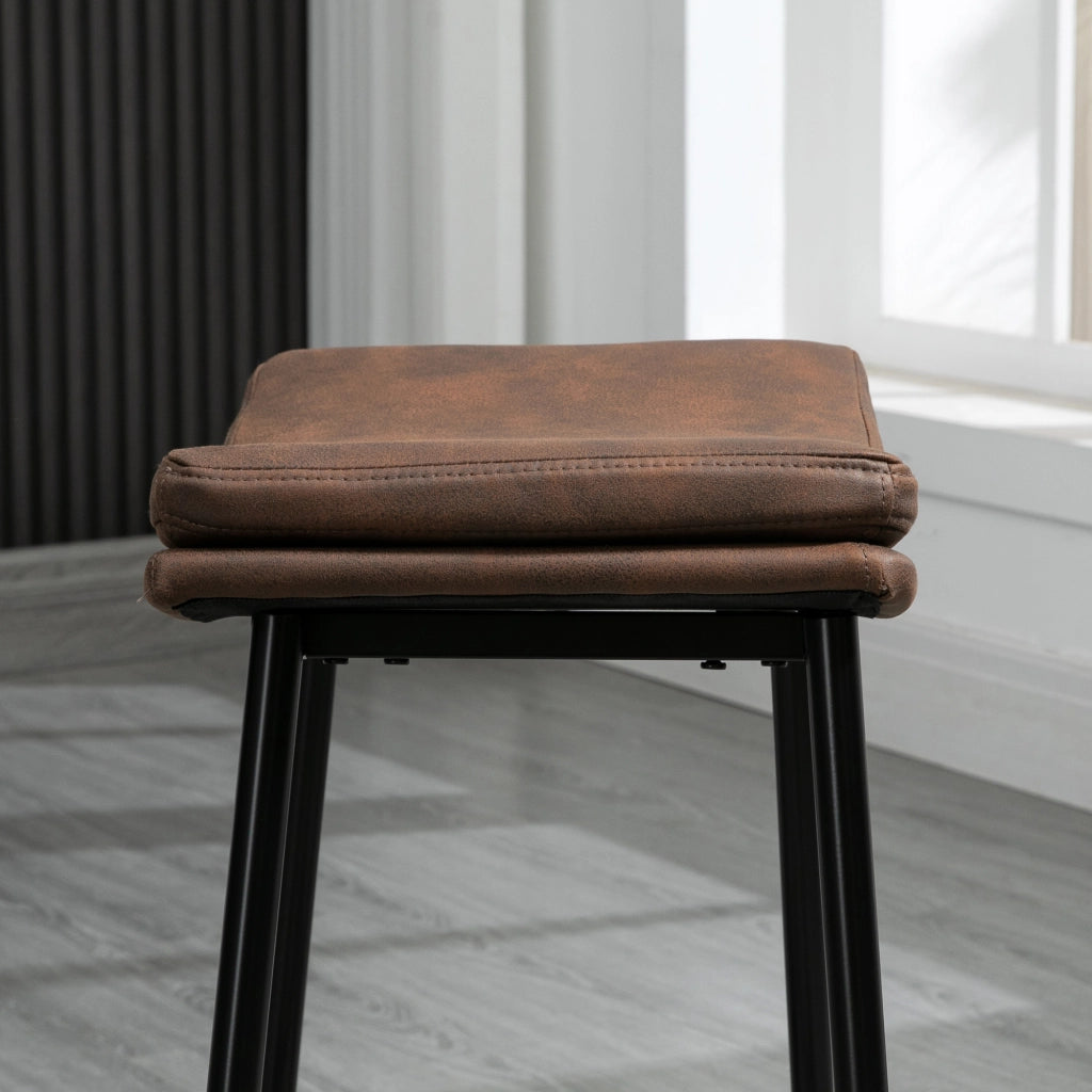 Sgabello da Bar ¨C zephmum ¨C Marrone e Nero 48.5x38.5x68.5 cm