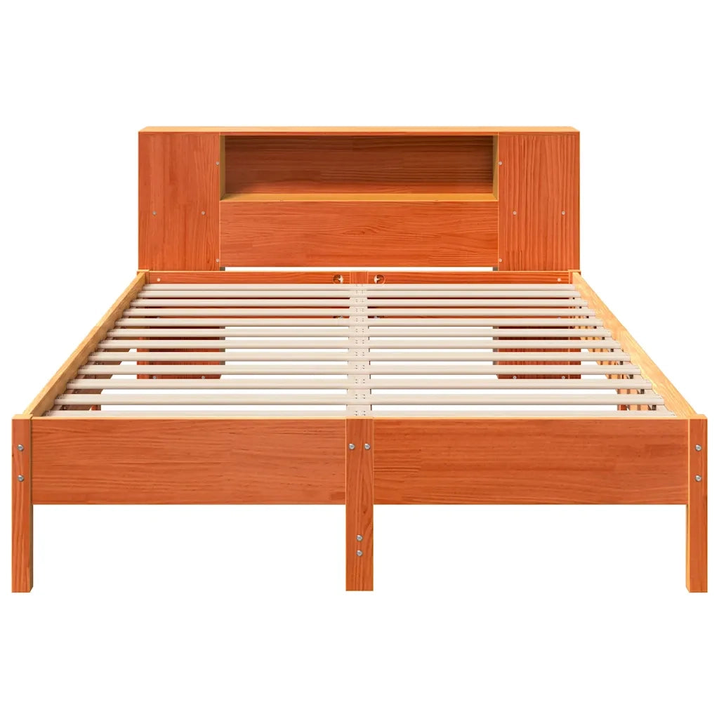 Letto Libreria senza Materasso Marrone Cera 135x190 cm in Pino 3322842