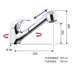 Rubinetto lavello con doccia estraibile - serie project