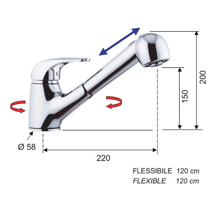 Rubinetto lavello con doccia estraibile - serie project