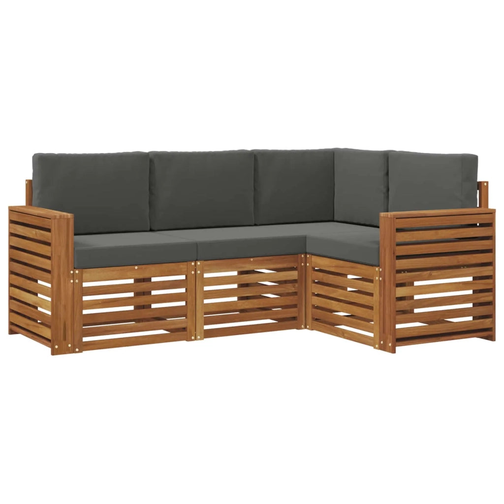Set divani 4 pcs Naturale e Antracite Legno di Acacia Massello 3374737