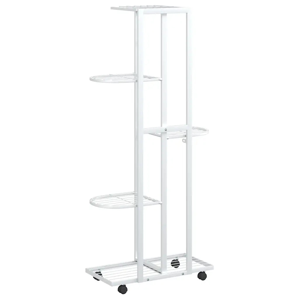 Fioriera a 5 Piani con Ruote 44x23x100 cm Ferro Bianco cod mxl 68139