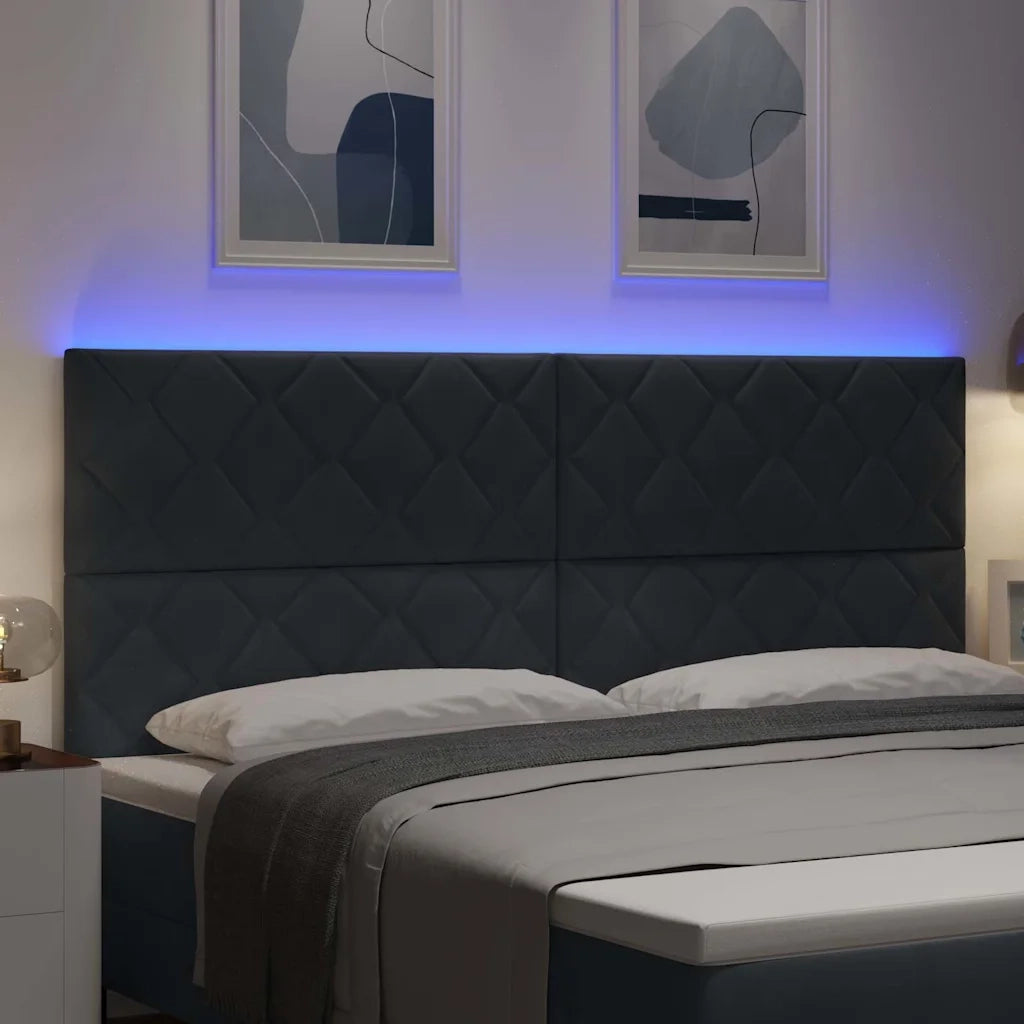 Testiera LED Grigio scuro 200 cm Pelle Sintetica 3338561