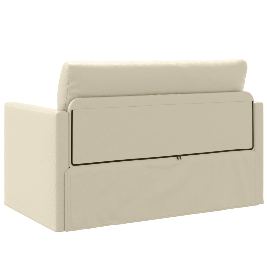 Divano Letto a Pavimento 2-in-1 Crema 124x71x78 cm Pelle Sintetica