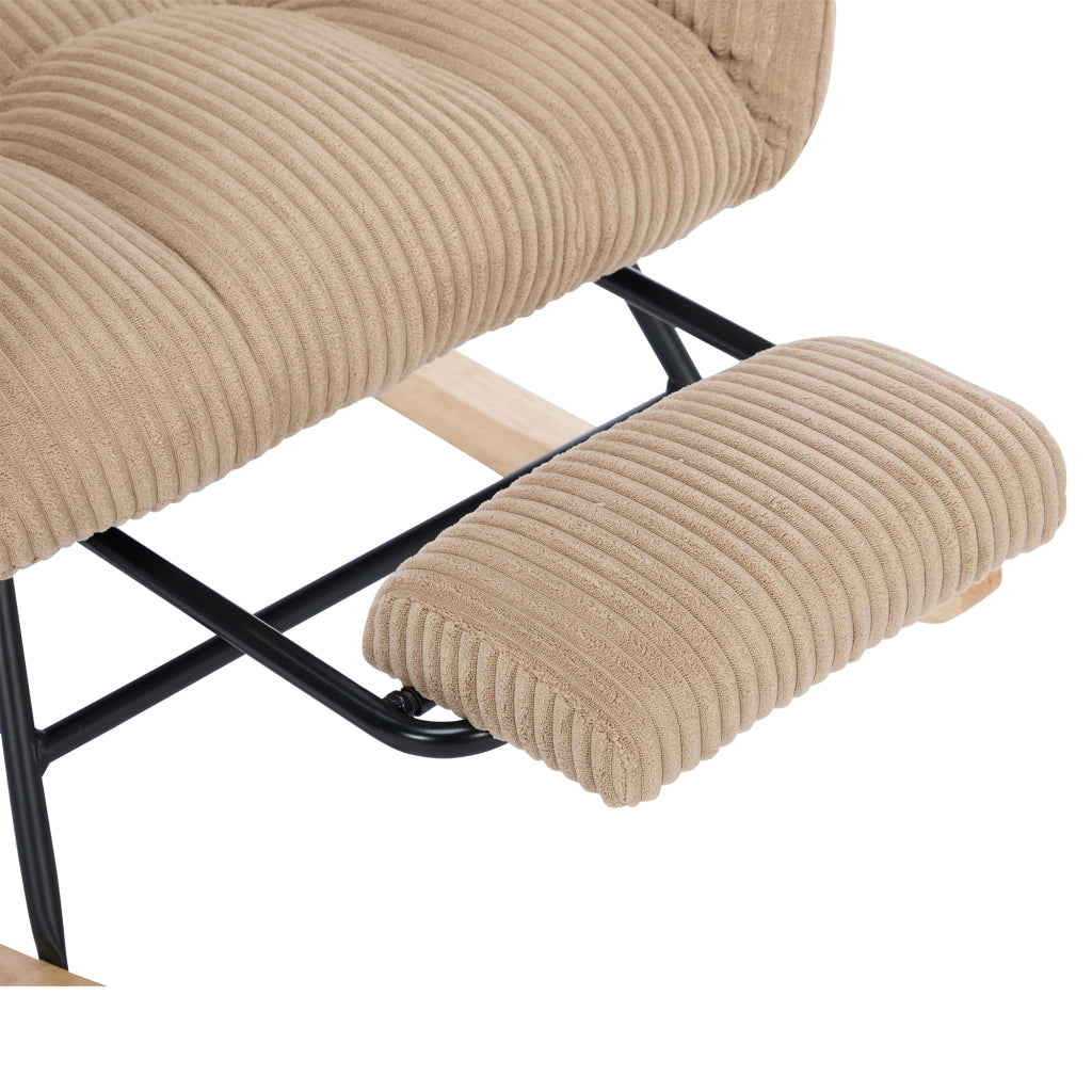 Poltrona a Dondolo Imbottita ¨C MINIMAL ¨C Tessuto Marrone, Schienale Alto, Cuscino Cervicale