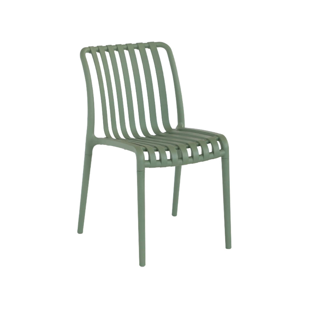 Set 4 sedie da giardino impilabili in plastica, verde grigio