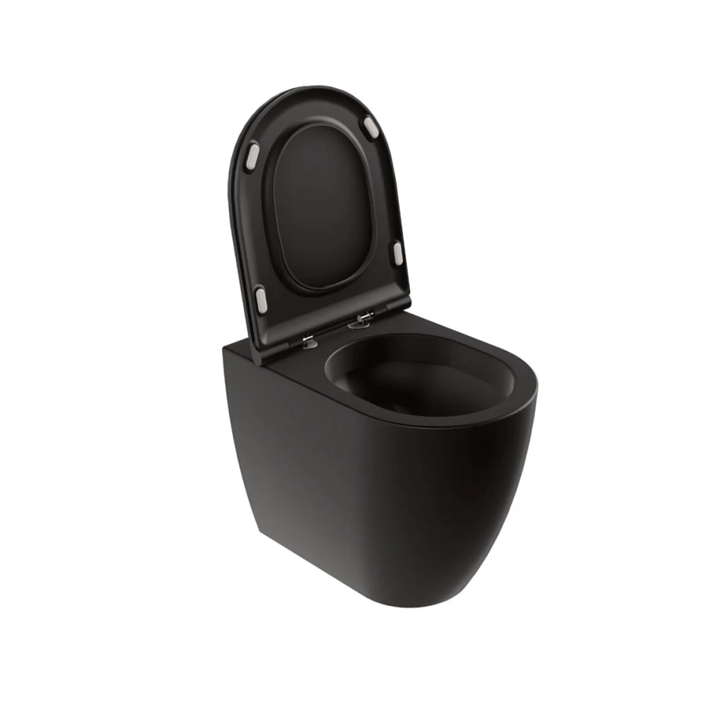 Wc a Terra Senza Brida Azzurra Ceramica "Comoda" Nero Opaco