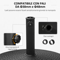 Base per Ombrellone da Giardino 25 Kg in Resina e Acciaio Nero Ø52x41 cm