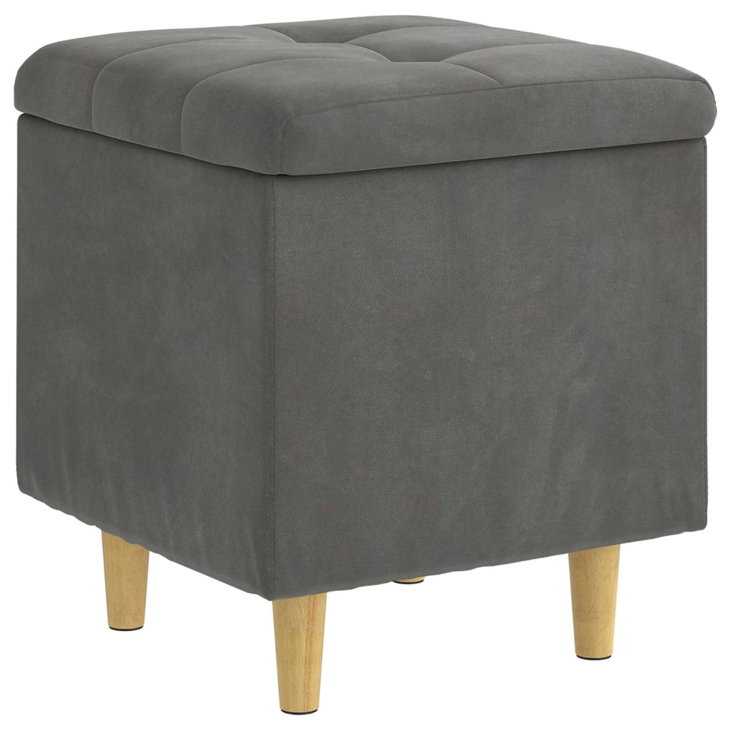Pouf contenitore Grigio scuro 40 x 40 x 45 cm Velluto 876811