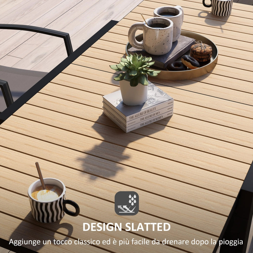 Tavolo da Giardino Allungabile per 4-6 Persone 81/162x80x75 cm in Alluminio con Piano a Doghe Giallo