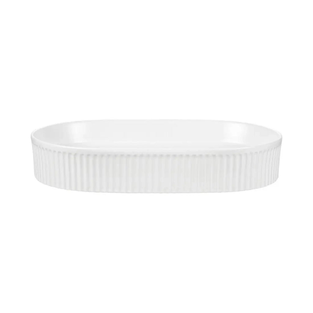 Lavabo ovale da appoggio 56x36 cm bianco lucido in ceramica con piletta click-clack