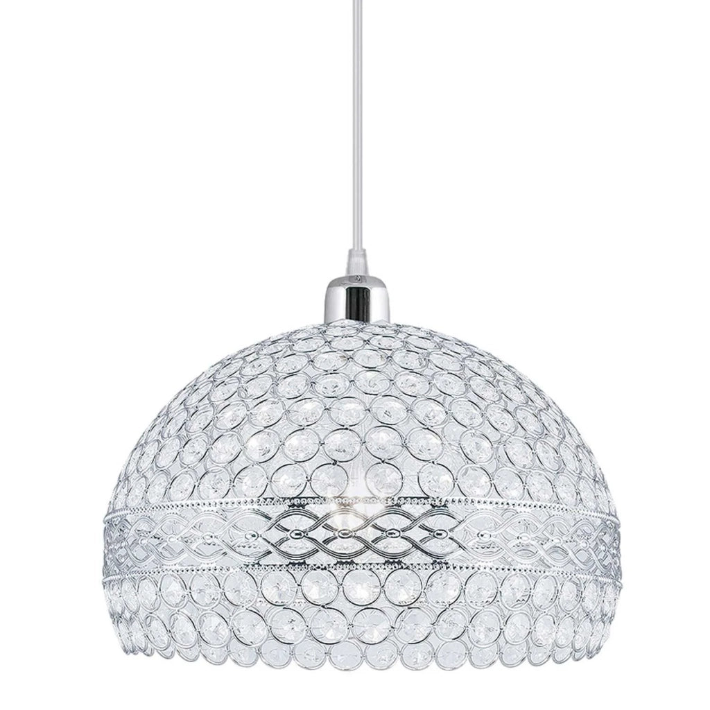 LÚZETE - COLGANTE 1 LUZ TUDOR CROMO Y CRISTAL