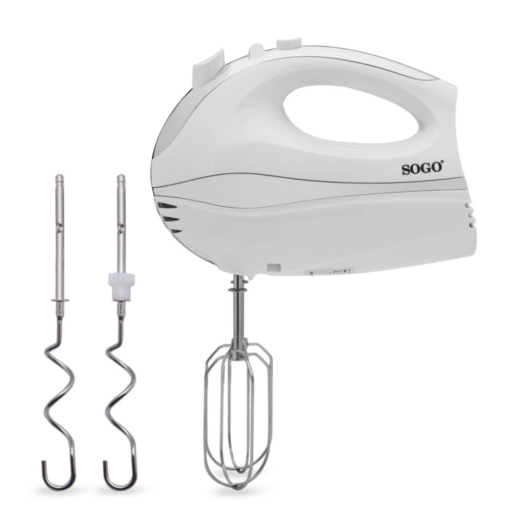 Sbattitore elettrico da cucina, 5 velocità con turbo, fruste acciaio inox per panna e ganci impasto 300W - SOGO