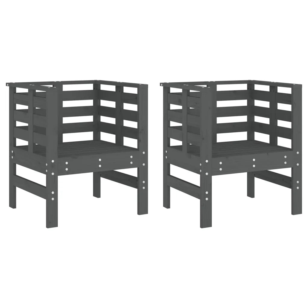 Sedie da Giardino 2pz Grigie 61,5x53x71cm Legno Massello Pino 825130