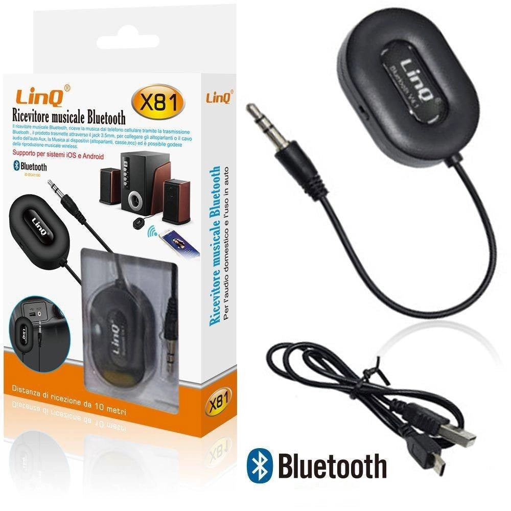 Trade Shop - Ricevitore Musicale Bluetooth X81 Per Auto Speaker Aux Jack Vivavoce Wireless 3,5mm -