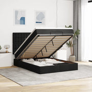 Struttura Letto Pouf con Materasso Nero 140x190 cm in Tessuto 3314171