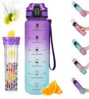 Acqua con contenitore per frutta, 1L, con ricetta di zeef per frutta, adatto a studenti, ufficio, atleti, bambini, fitness