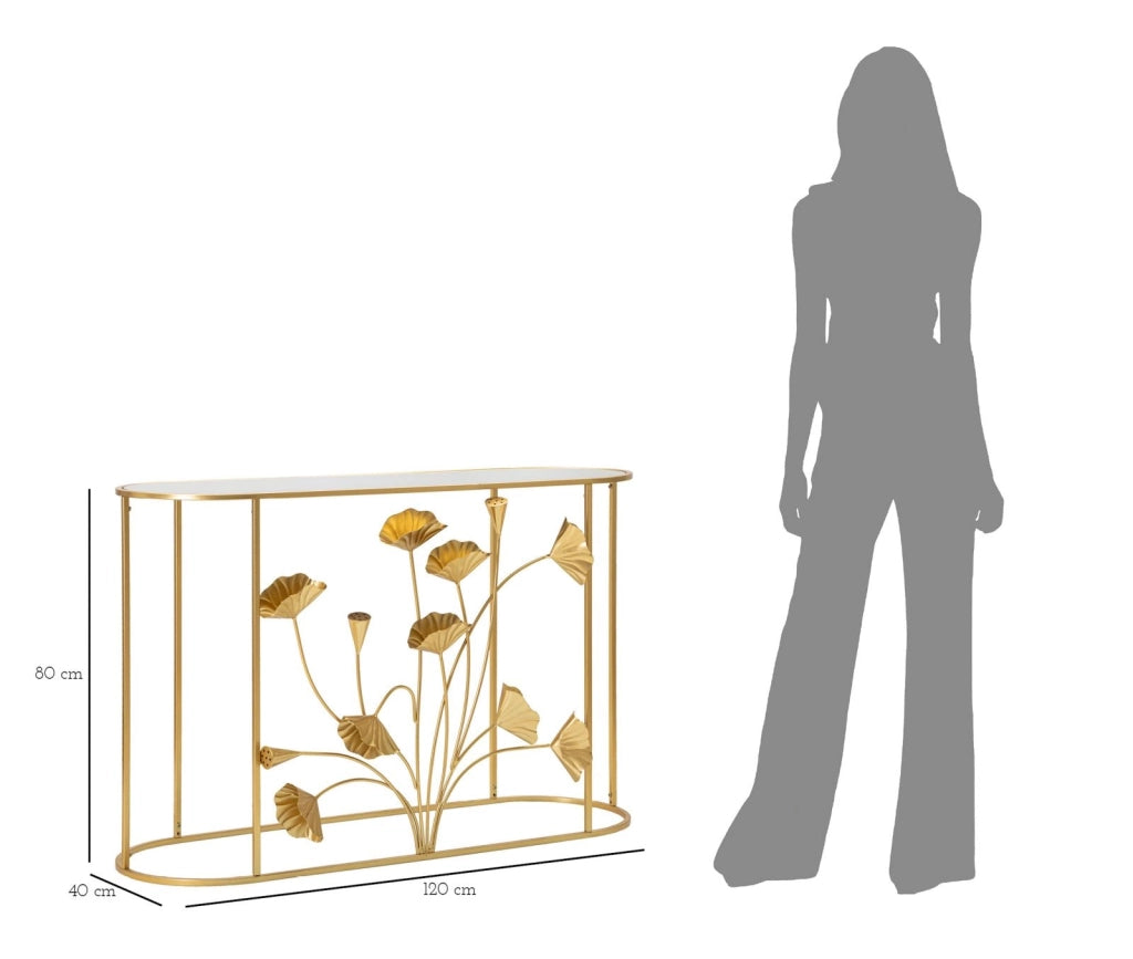 Console Fissa Flow 120x80x40 cm in Ferro e MDF Oro