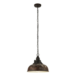 Lampadario A Sospensione Vintage Grantham 1 Acciaio Marrone Antico 1 Luce E27