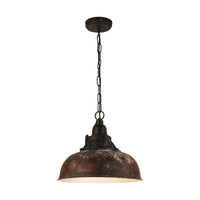 Lampadario A Sospensione Vintage Grantham 1 Acciaio Marrone Antico 1 Luce E27