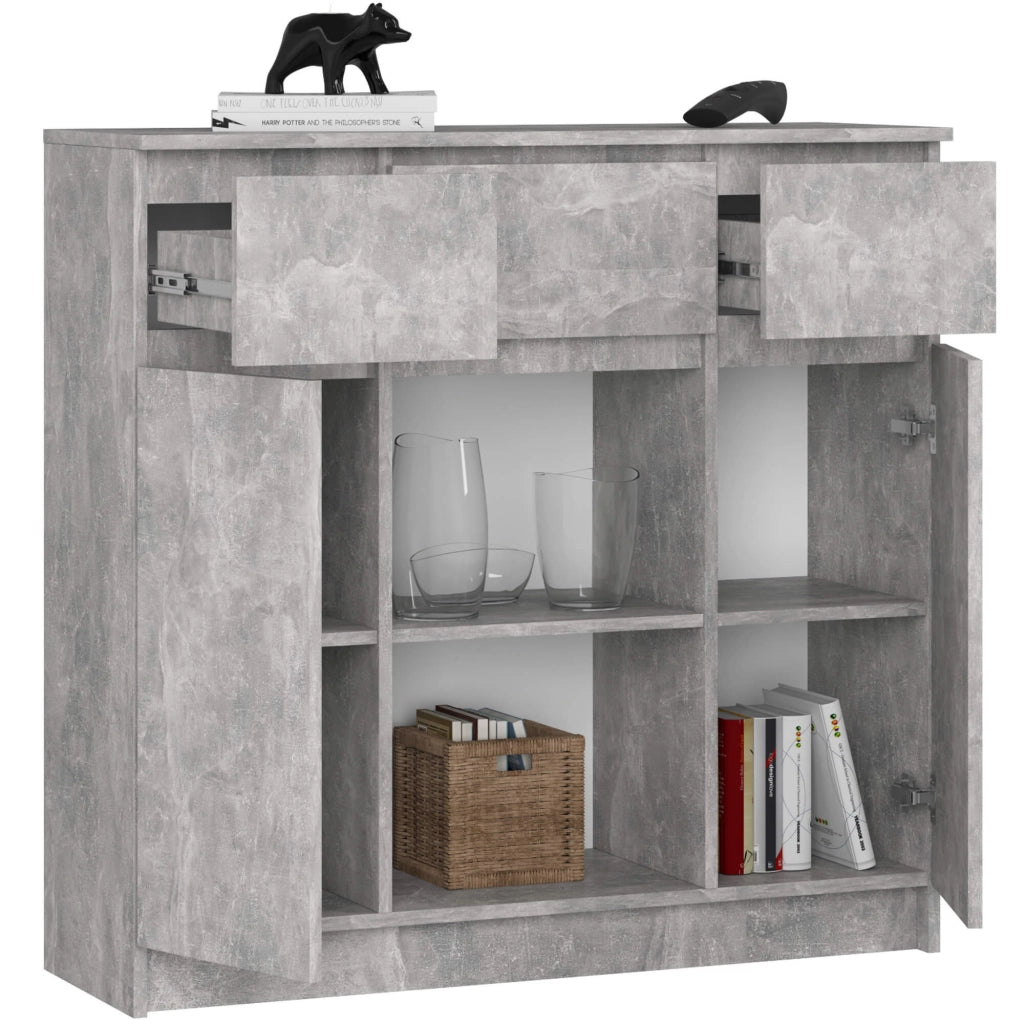 Cassettiera AKORD K100 Cemento 101 cm 2 ante 3 cassetti 101x35x98 cm