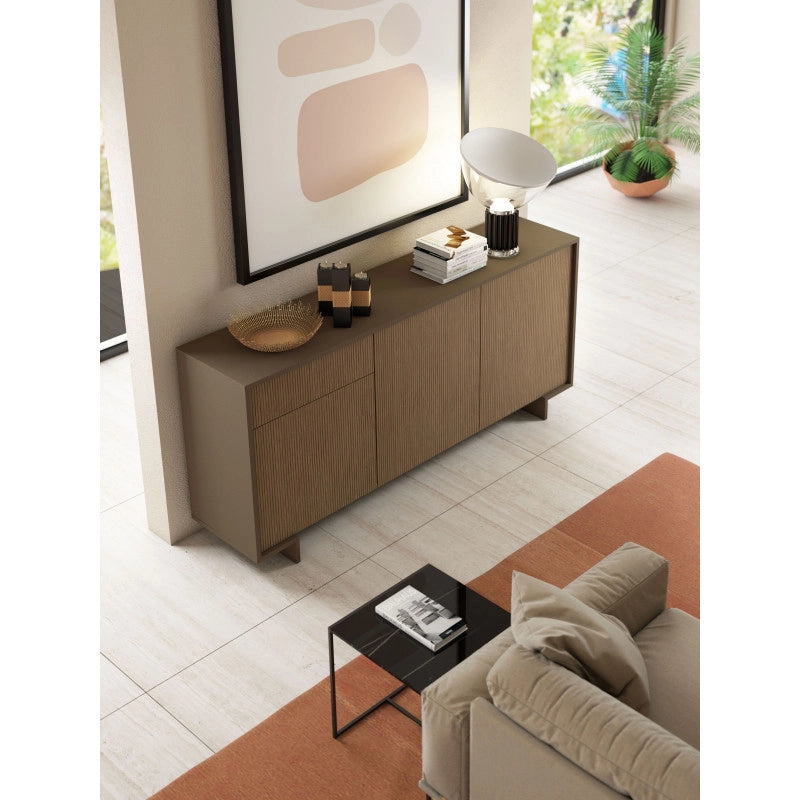Madia Frame 3 ante con cassetto push to open bronzo e cannetè scuro 170x42x78 cm - Terraneo