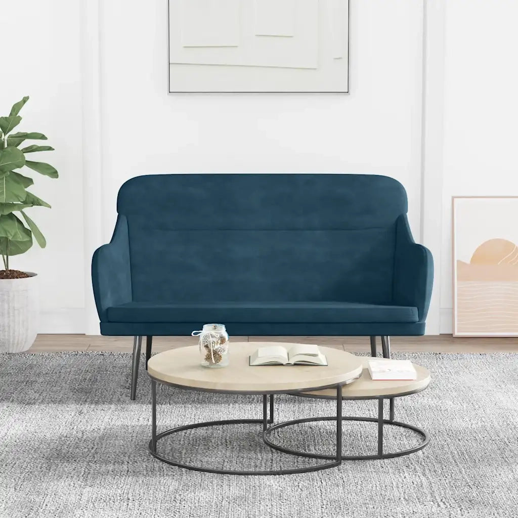 Panca Blu 110x76x80 cm in Velluto CFW3683094