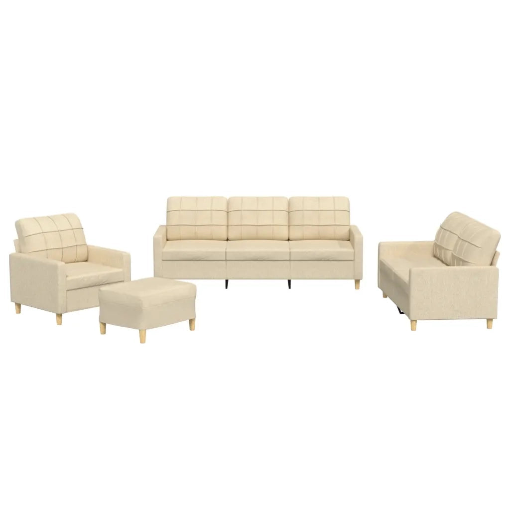 Set di Divani 4 pz con Cuscini Crema in Tessuto 3201252
