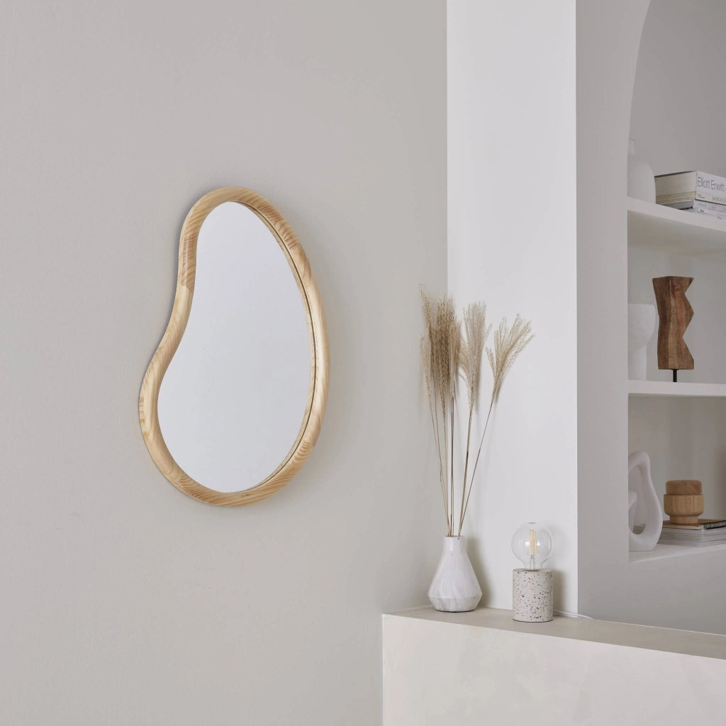 Specchio organico in legno di abete, 65cm, marrone naturale