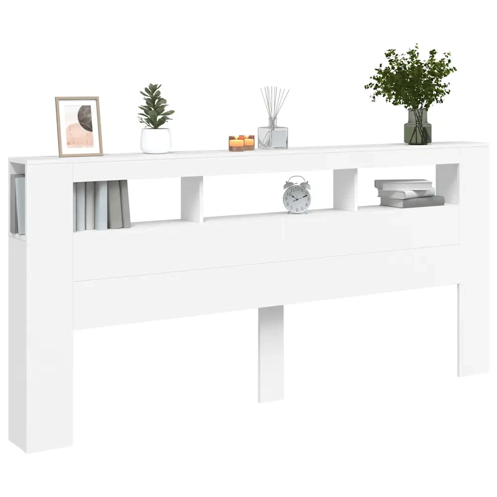Testiera LED-Testata con Luci LED Bianca 220x18,5x103,5 cm Legno Multistrato