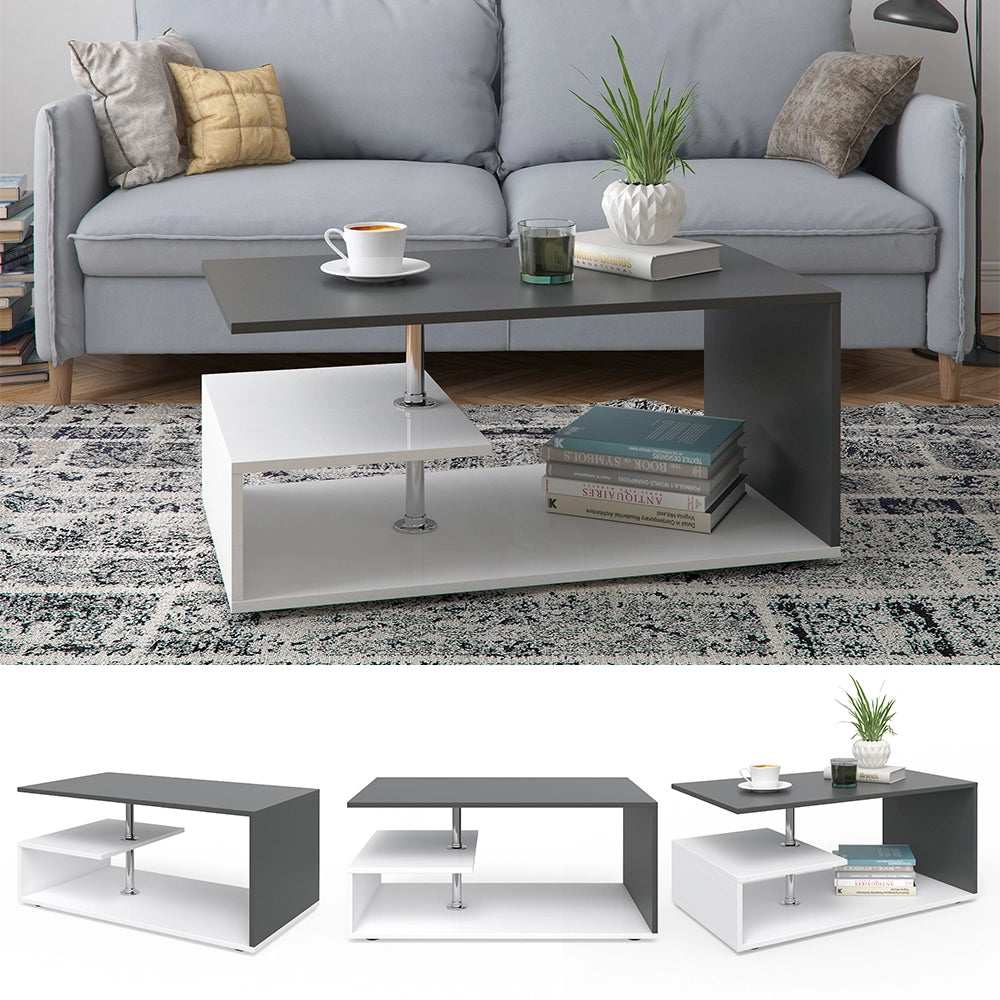 Vicco Tavolino da salotto Bianco/antracite 91 x 52,6 cm