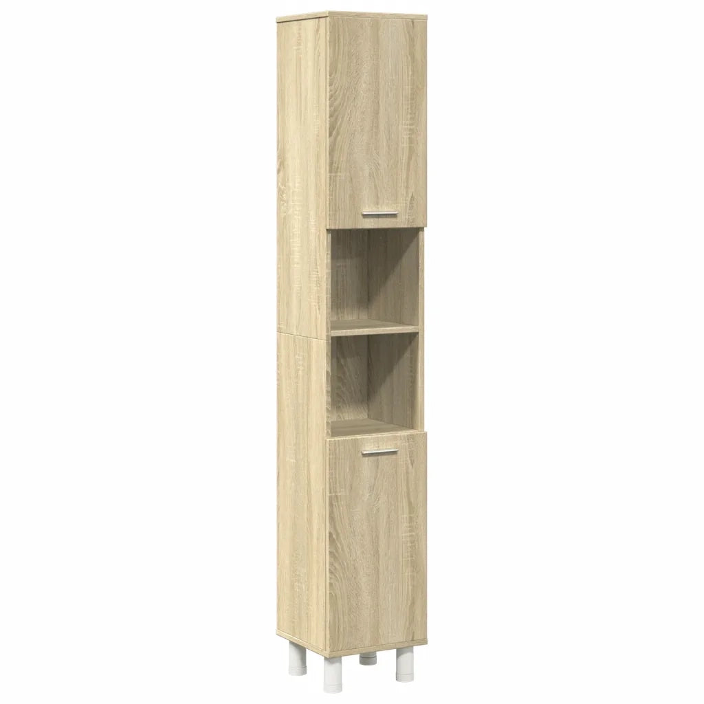 Set Mobili da Bagno 3 pz Rovere Sonoma in Legno Multistrato