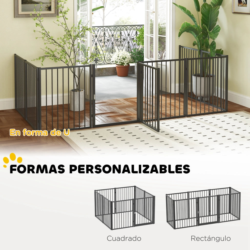 Recinto per Cani 8 Pannelli 60x76 cm ¨C zephmum ¨C Nero per Interno ed Esterno