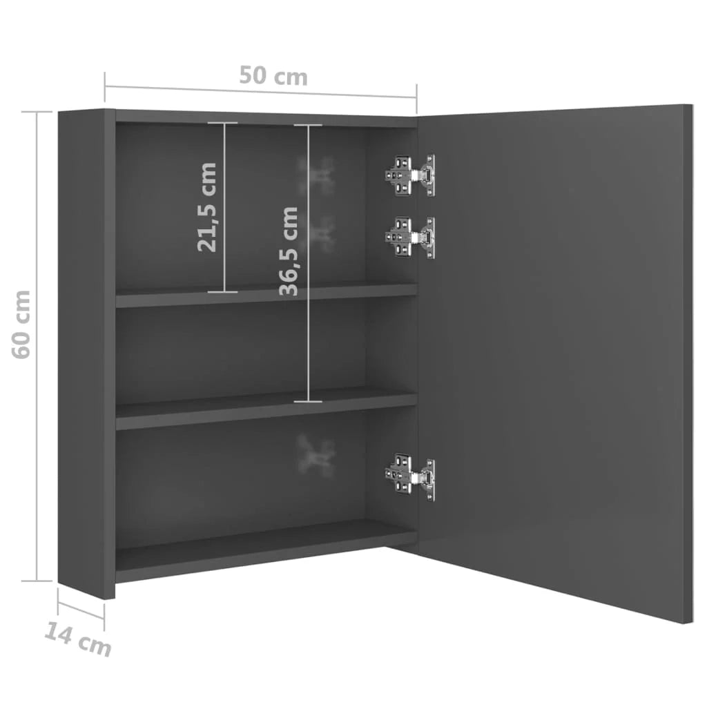 Mobile bagno con specchio LED 50 x 14 x 60 cm grigio lucido 02_0006602